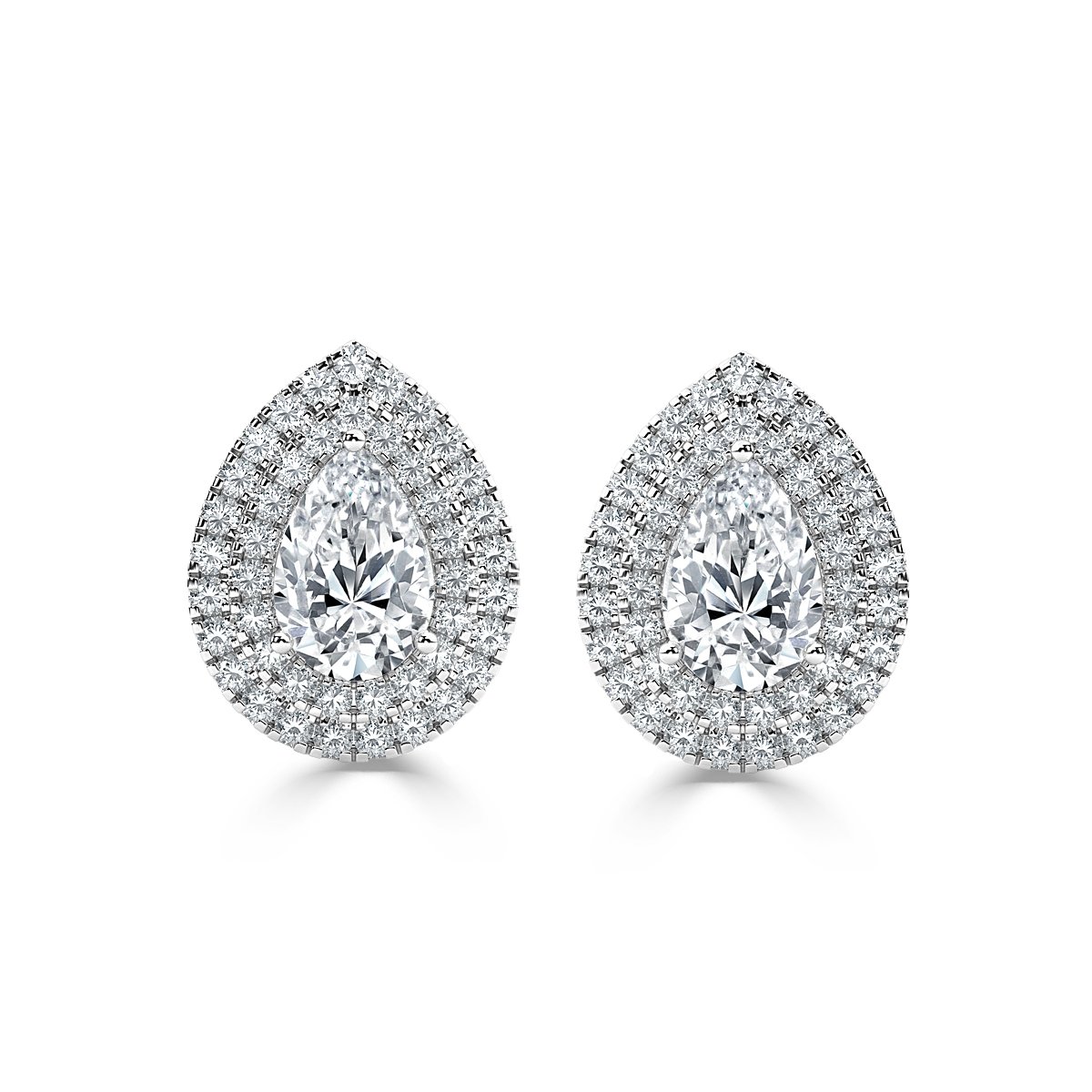 Pear Halo Diamond Earrings