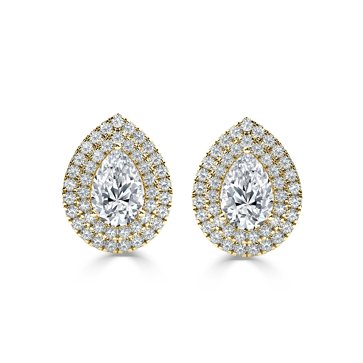Pear Halo Diamond Earrings