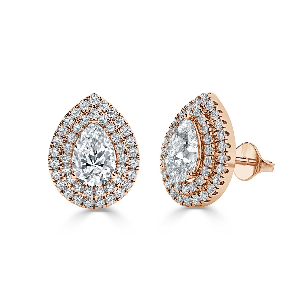 Pear Halo Diamond Earrings