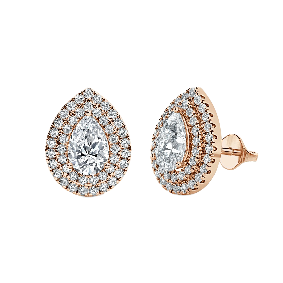 Pear Halo Diamond Earrings