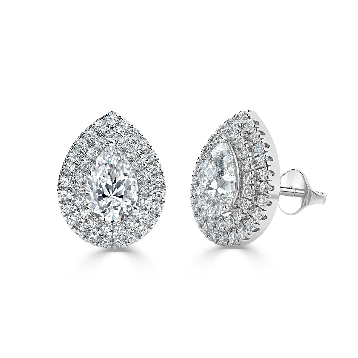 Pear Halo Diamond Earrings