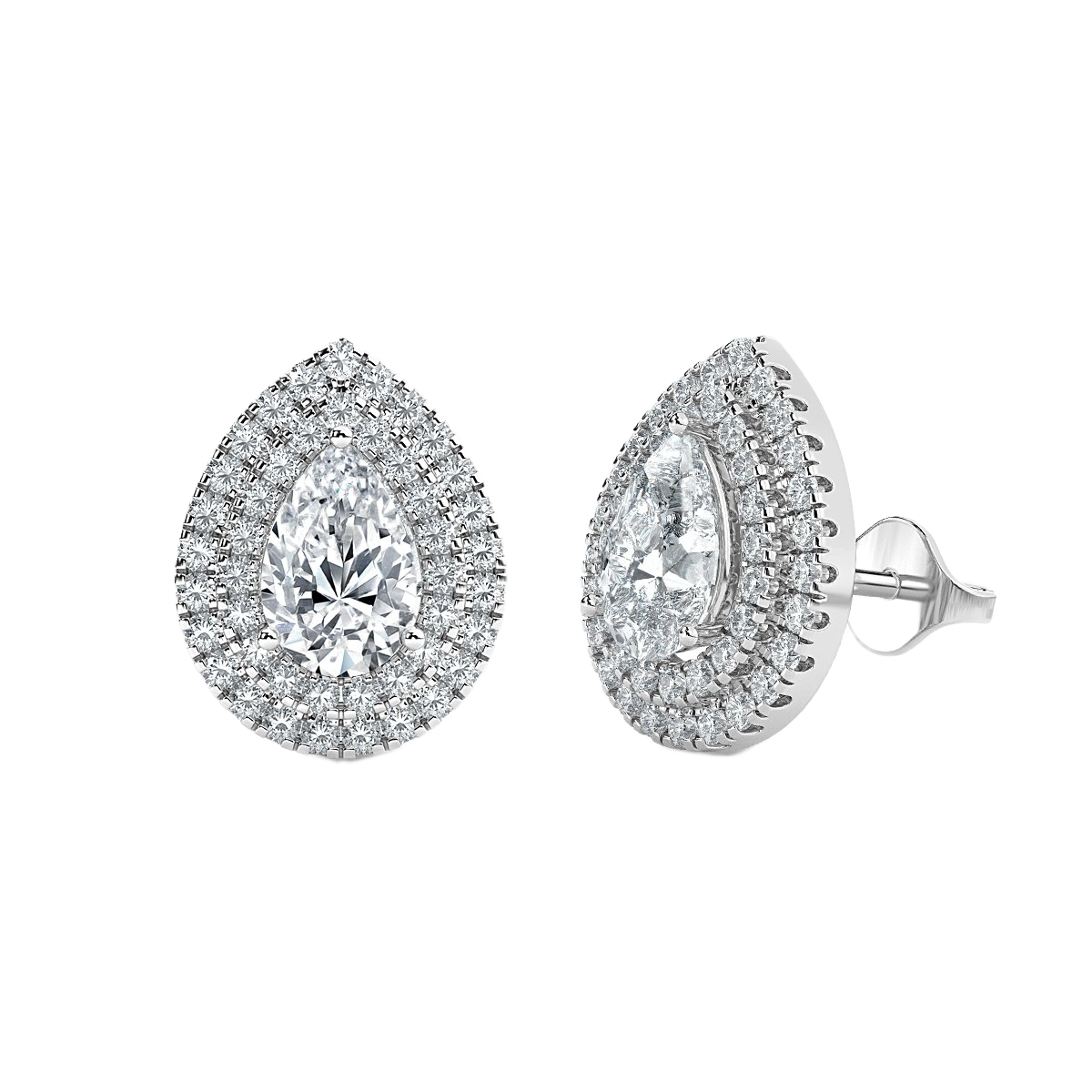 Pear Halo Diamond Earrings