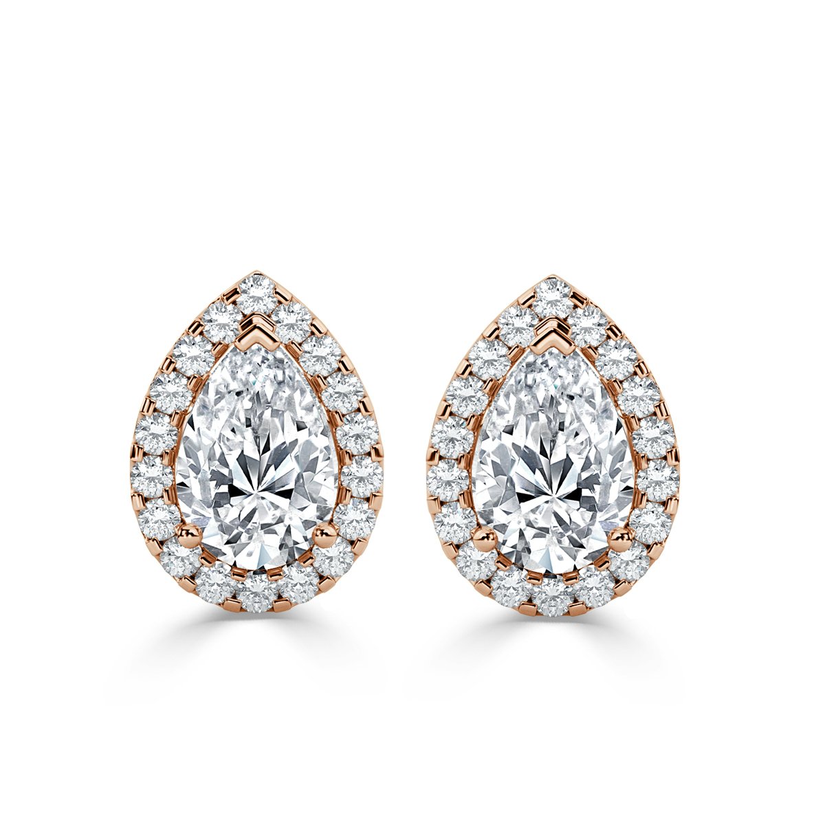 Pear Halo Diamond Earrings