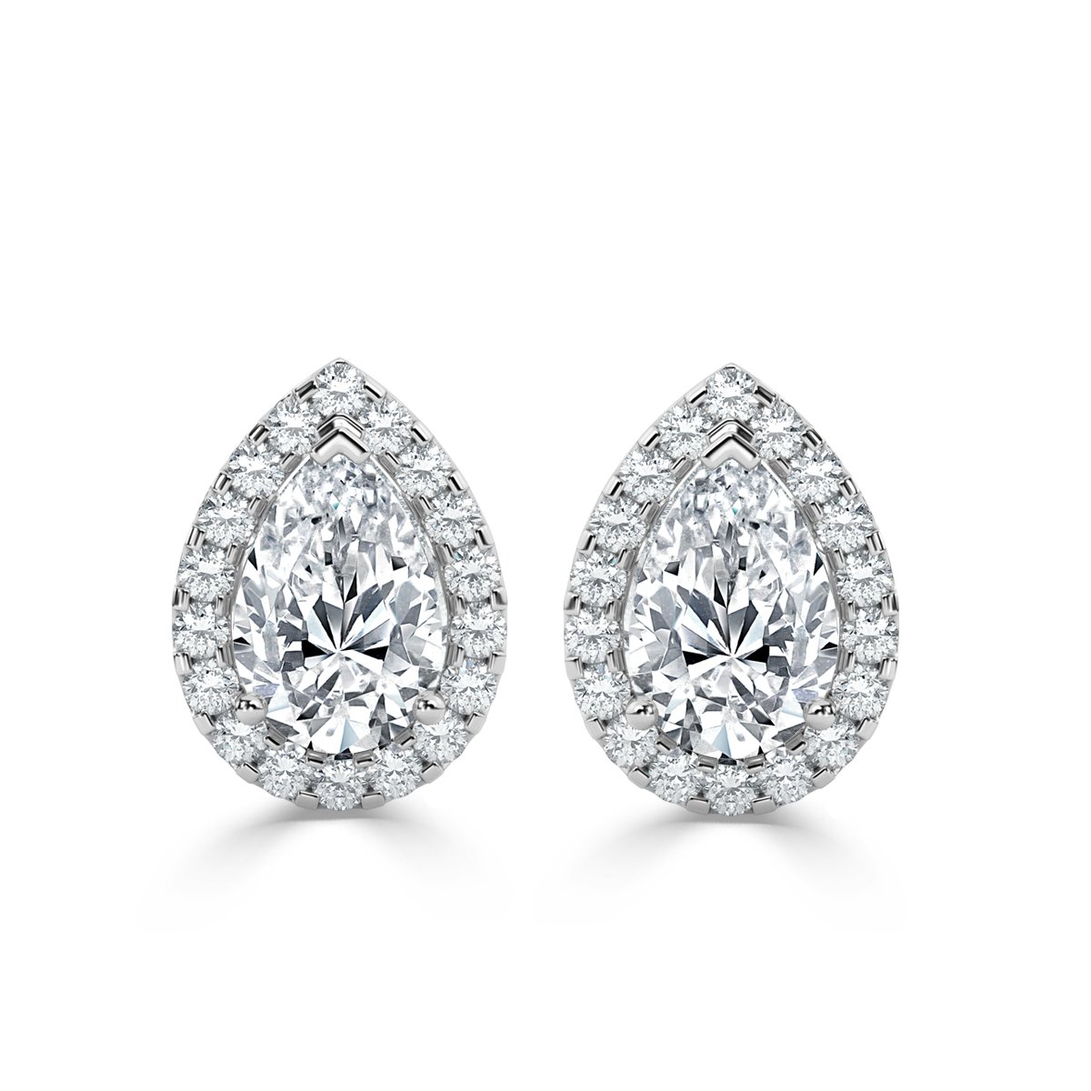 Pear Halo Diamond Earrings