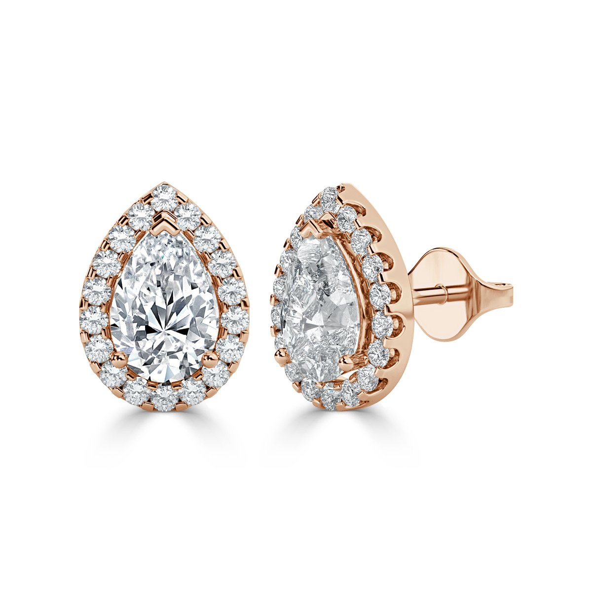 Pear Halo Diamond Earrings