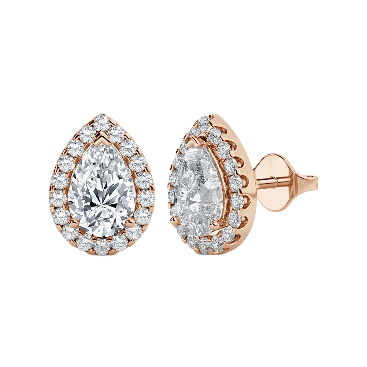 Pear Halo Diamond Earrings