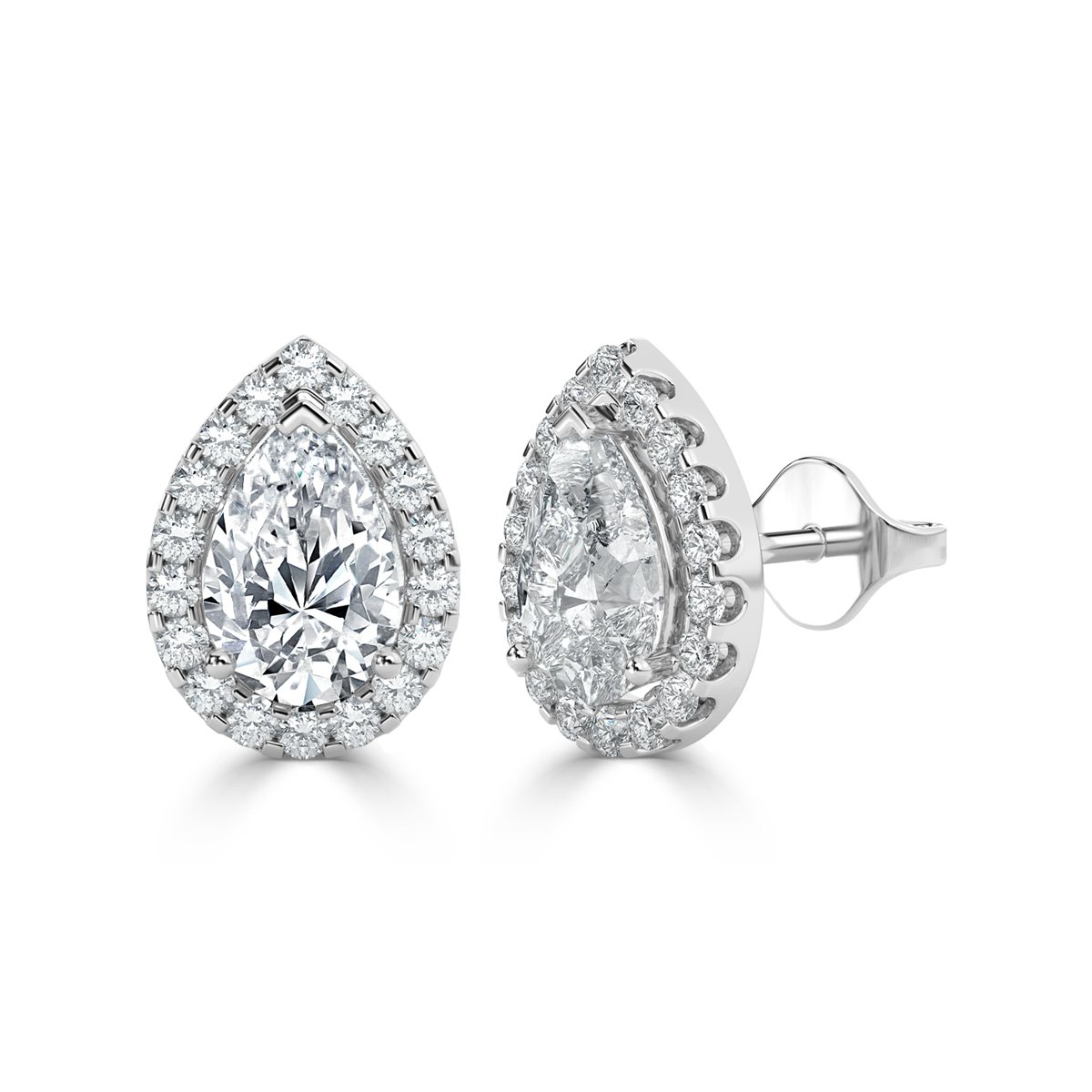 Pear Halo Diamond Earrings