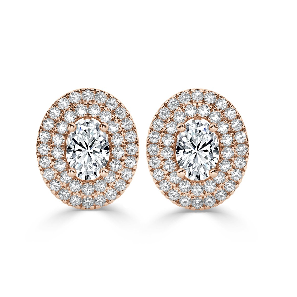 OVAL SHAPE GEMSTONE & HALO DIAMOND EARRINGS - 58568DETXERTZWG