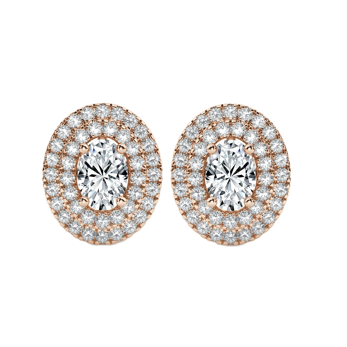 Oval Halo Diamond Earrings