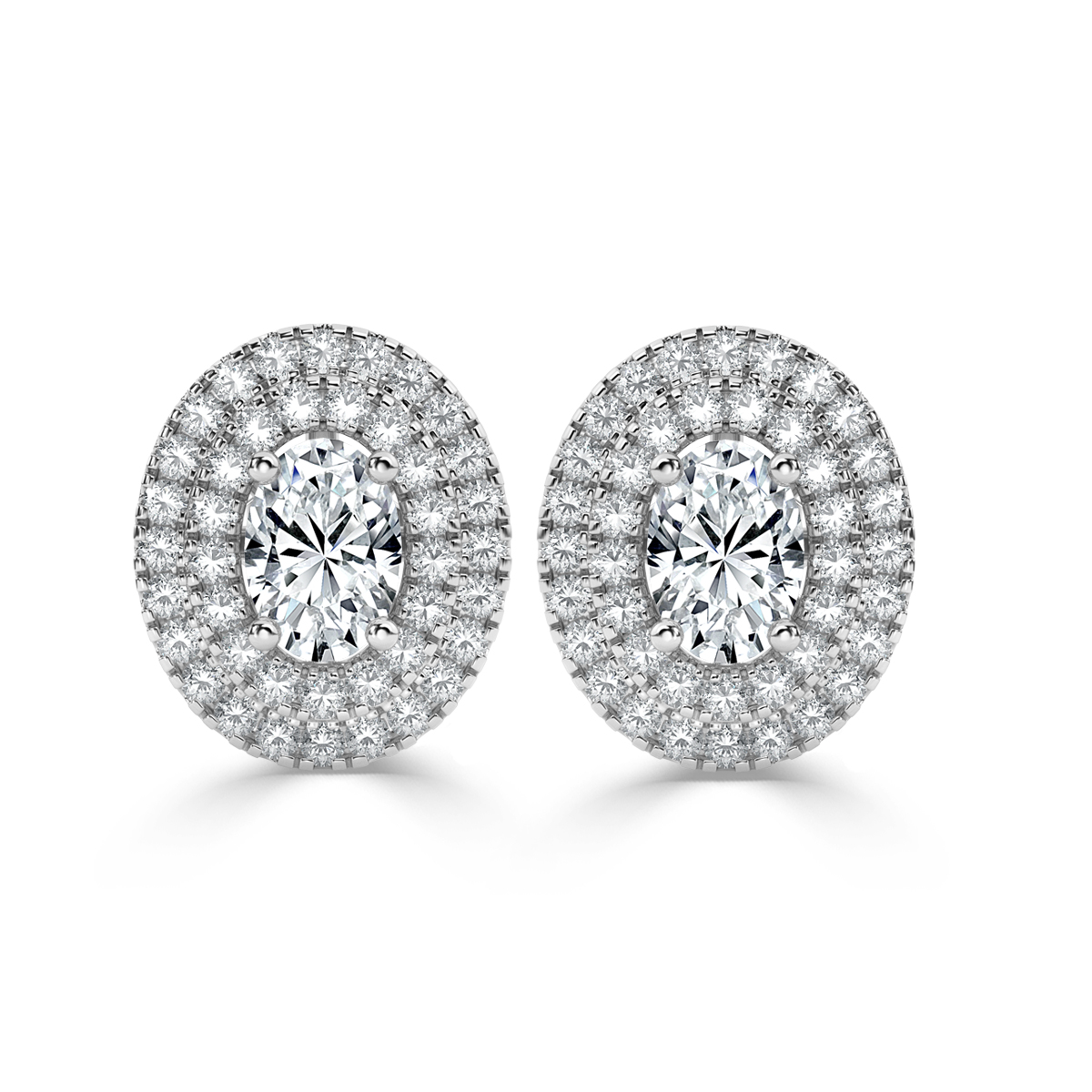 Oval Halo Diamond Earrings