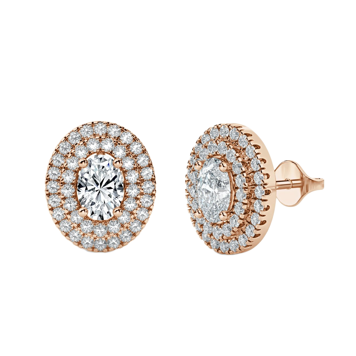 Oval Halo Diamond Earrings