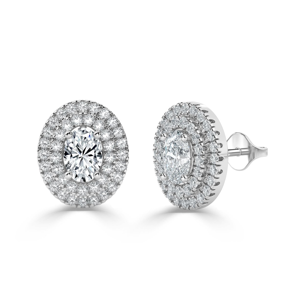 Oval Halo Diamond Earrings