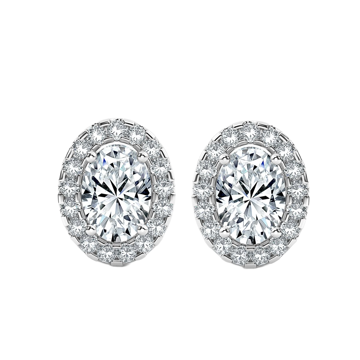 Oval Halo Diamond Earrings