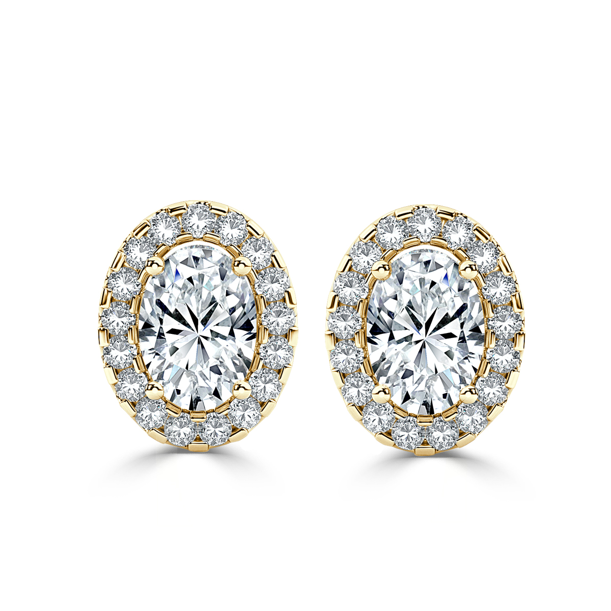 Oval Halo Diamond Earrings