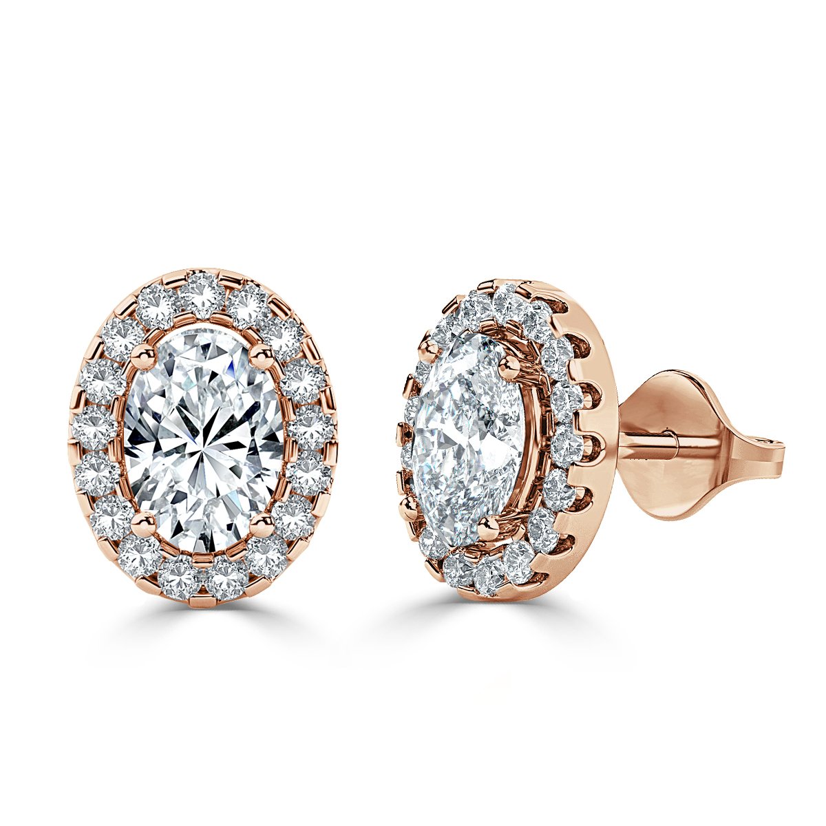 Oval Halo Diamond Earrings