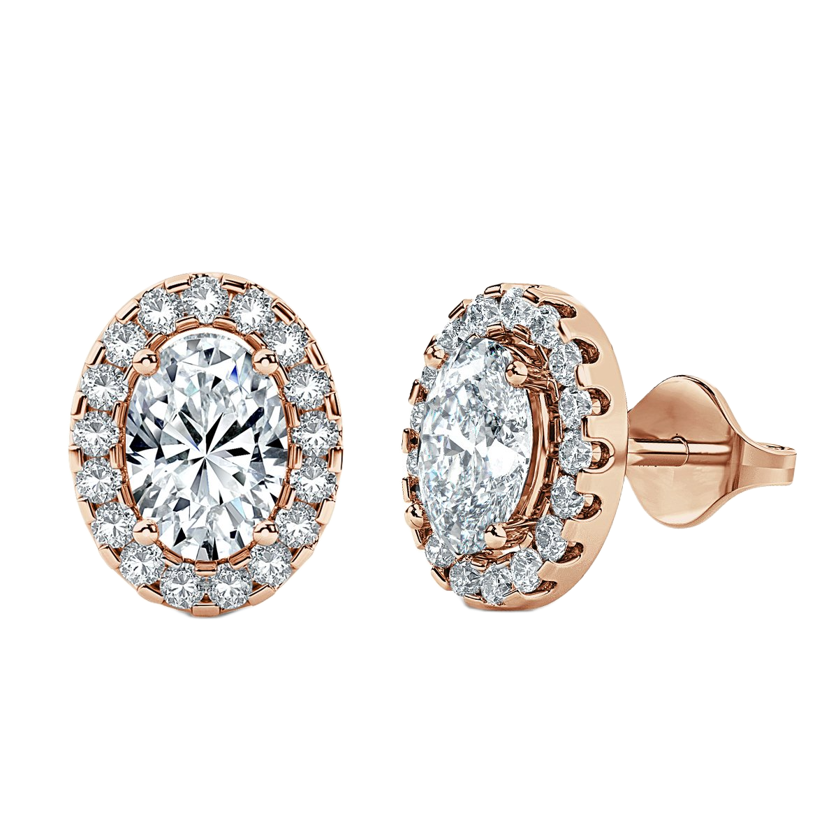 Oval Halo Diamond Earrings