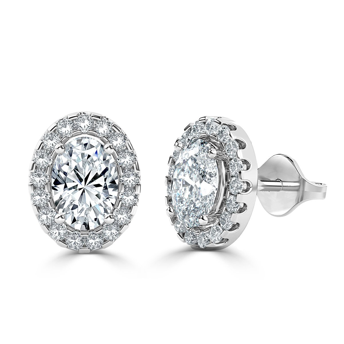 Oval Halo Diamond Earrings