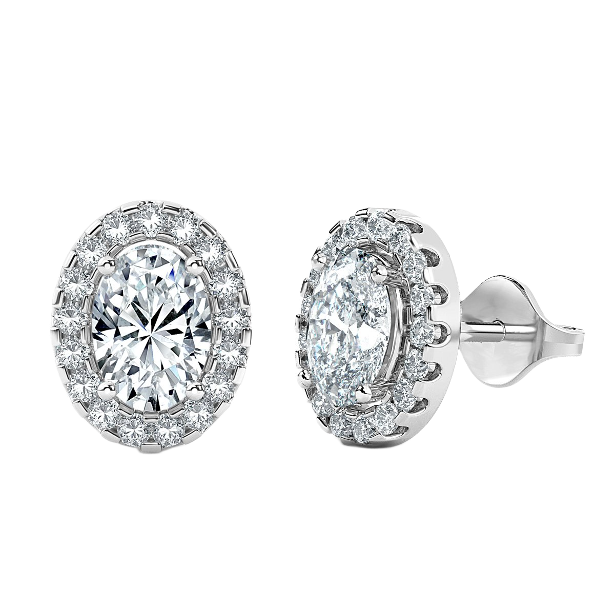 Oval Halo Diamond Earrings