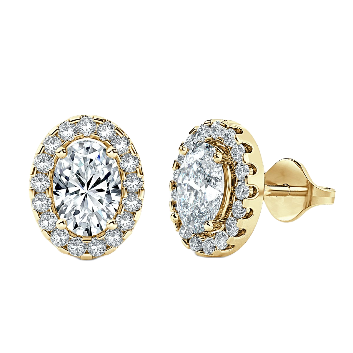 Oval Halo Diamond Earrings