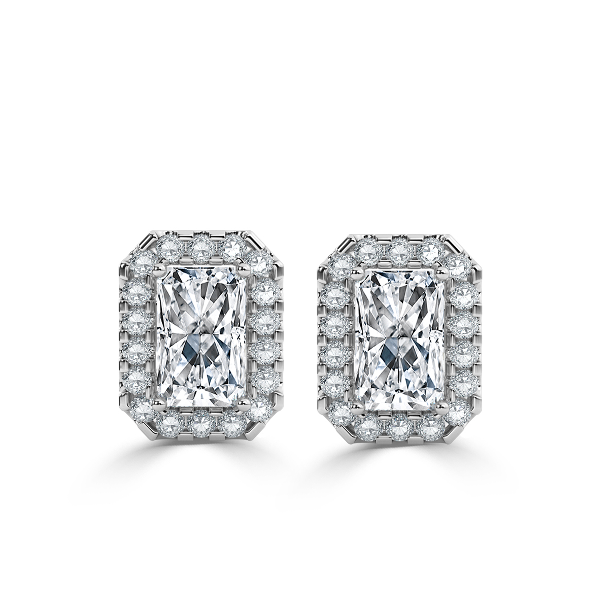 Radiant Halo Diamond Earrings