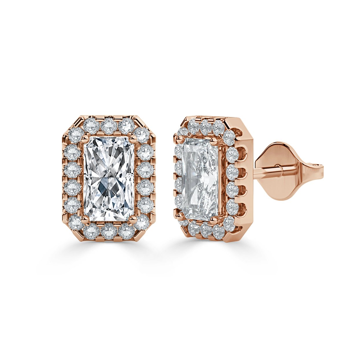 Radiant Halo Diamond Earrings