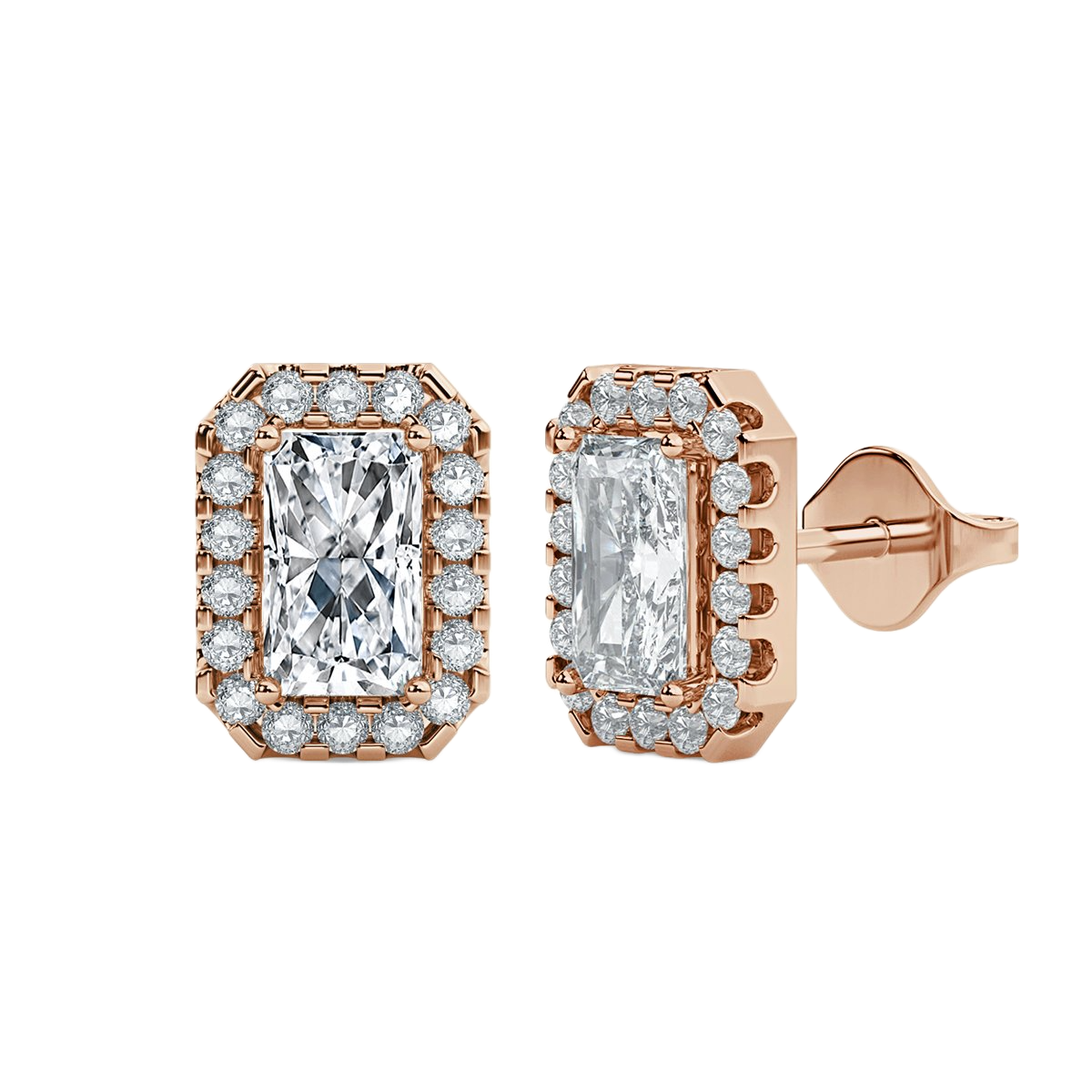 Radiant Halo Diamond Earrings