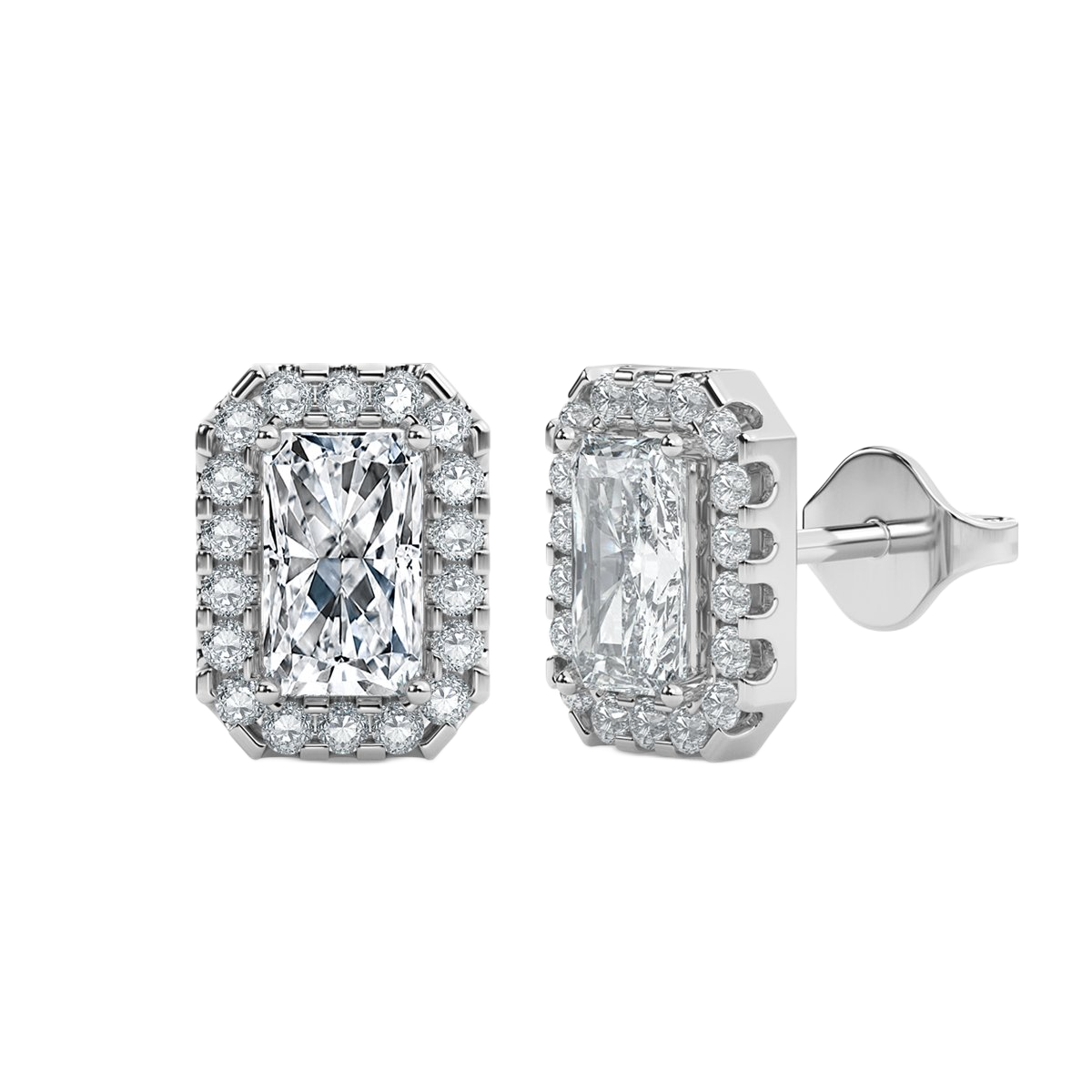 Radiant Halo Diamond Earrings