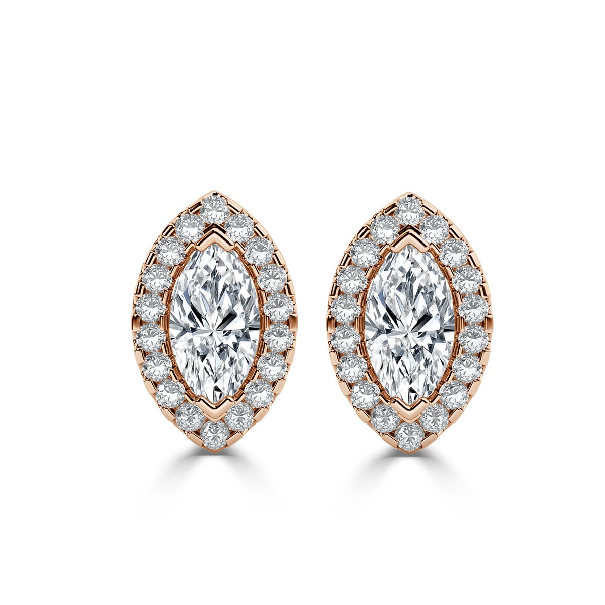 Marquise Halo Diamond Earrings