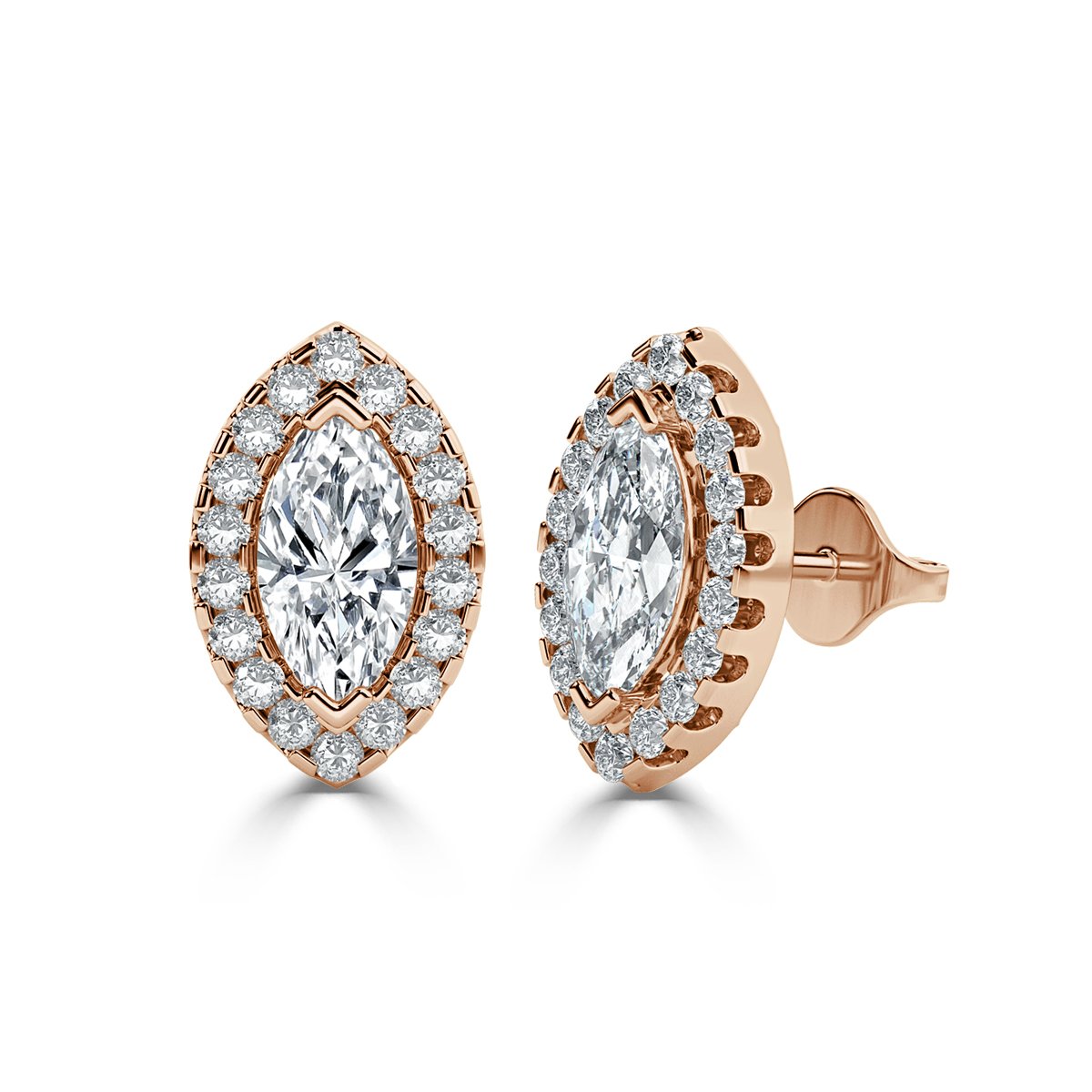 Marquise Halo Diamond Earrings