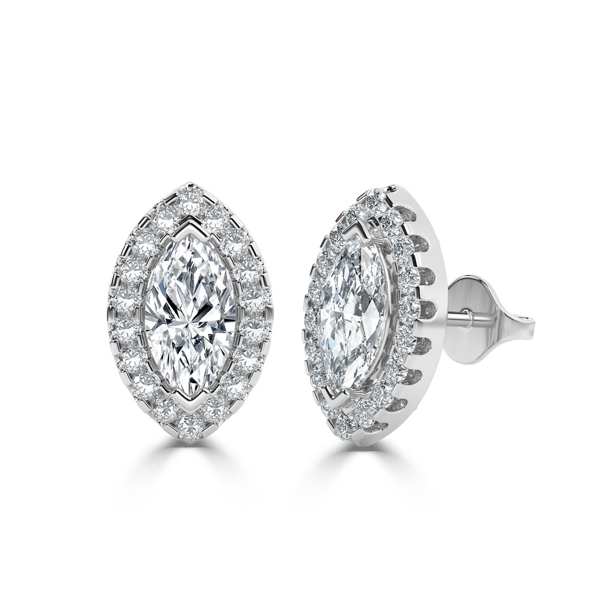 Marquise Halo Diamond Earrings