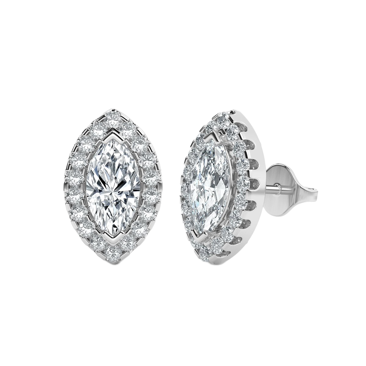 Marquise Halo Diamond Earrings