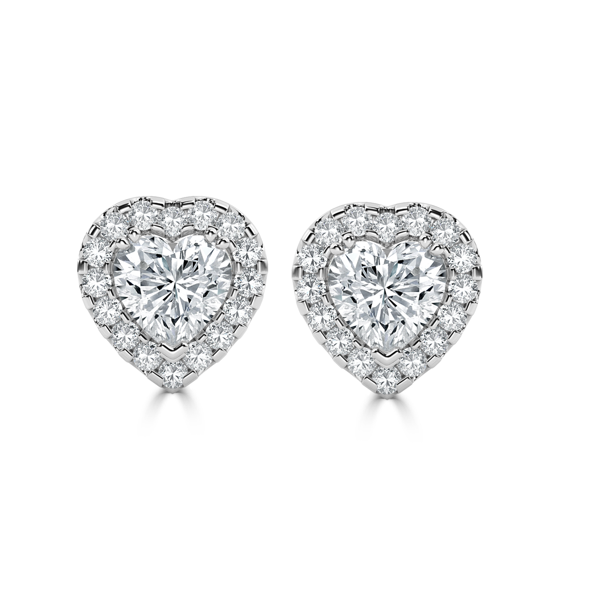 Heart Halo Diamond Earrings