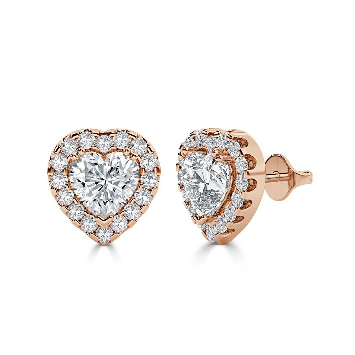 Heart Halo Diamond Earrings