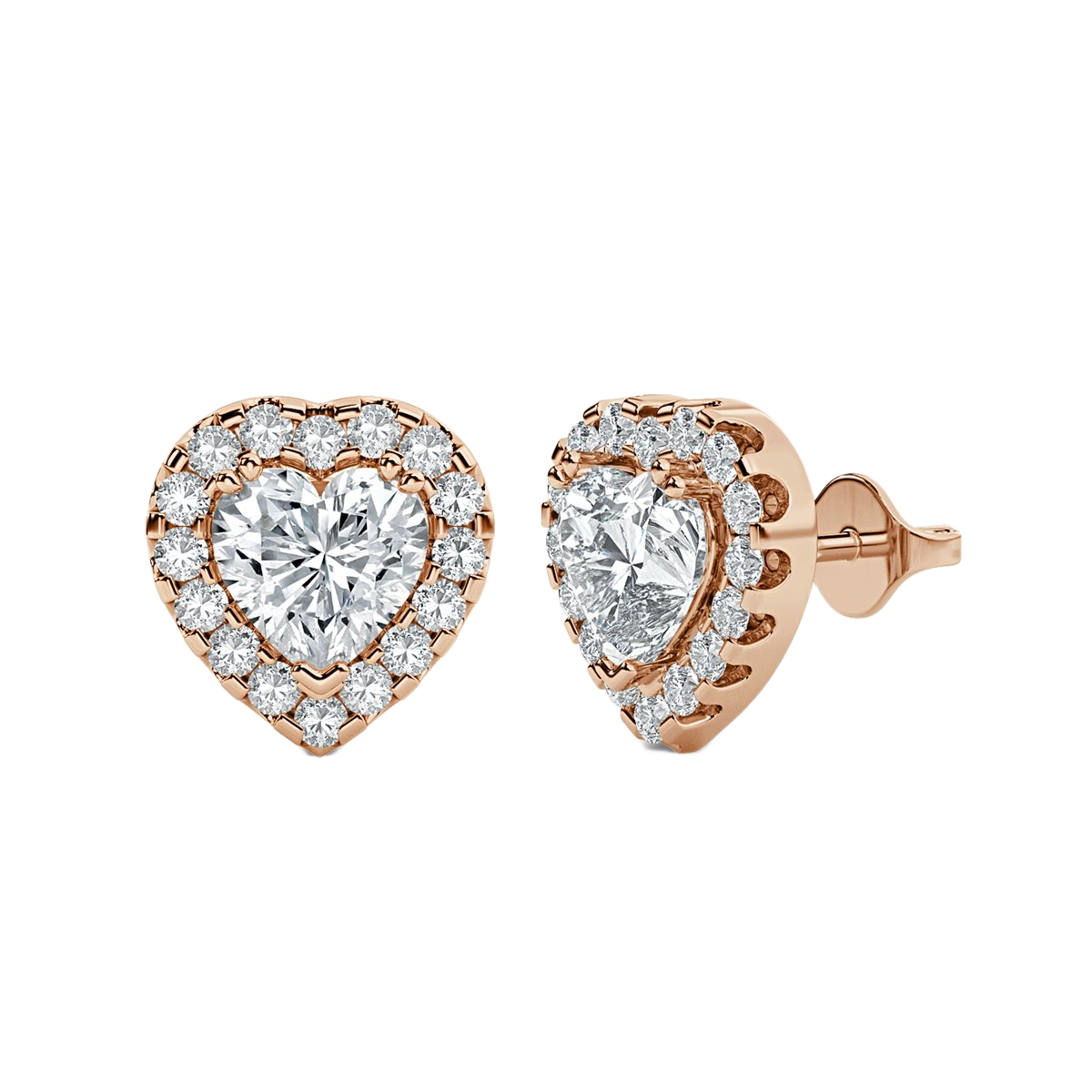 Heart Halo Diamond Earrings