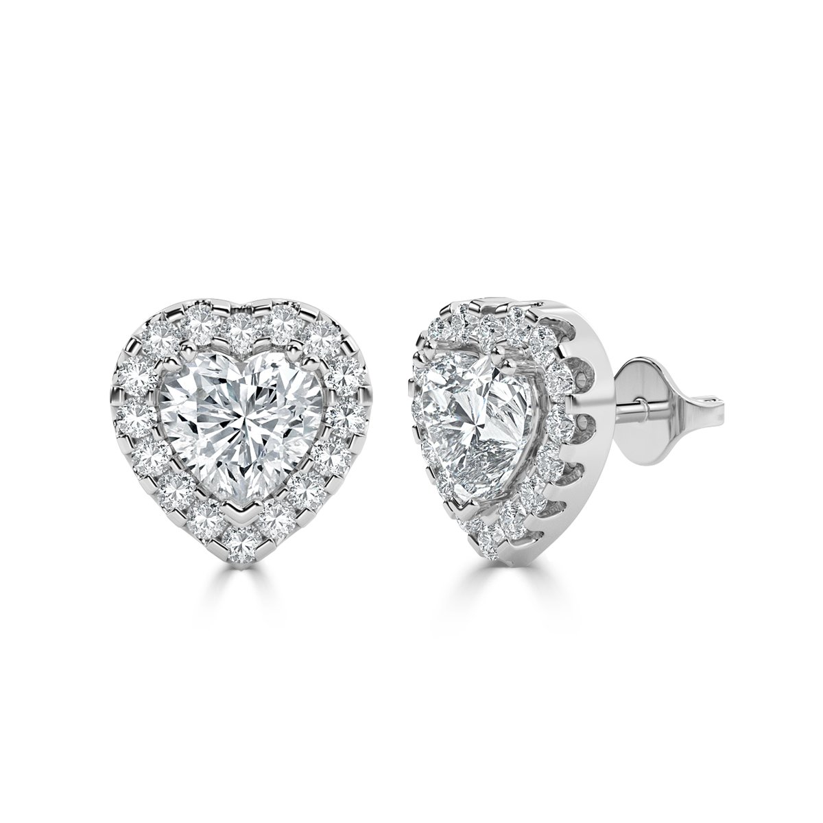 Heart Halo Diamond Earrings