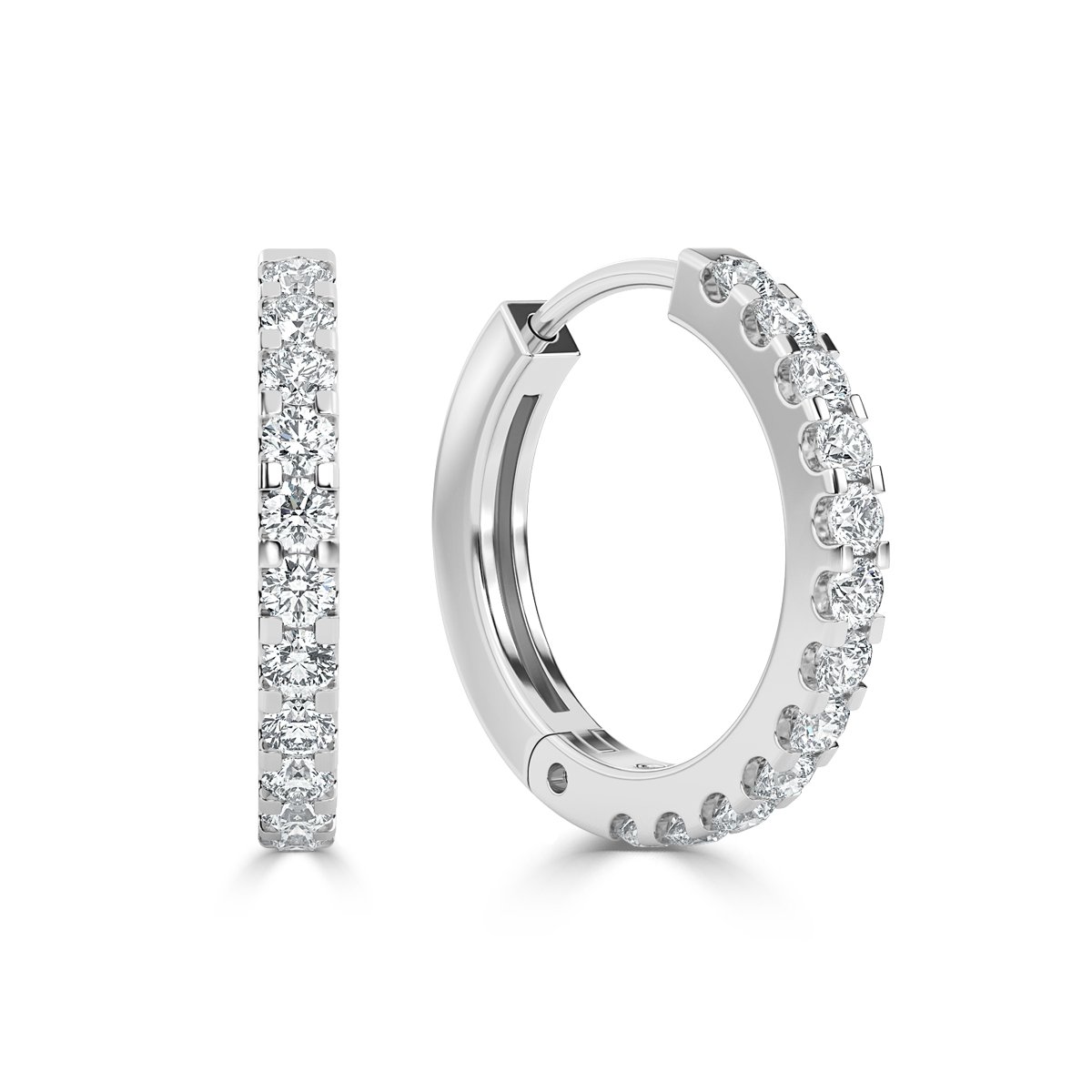 0.33 ct Round diamond Hoop  Earrings, White Gold