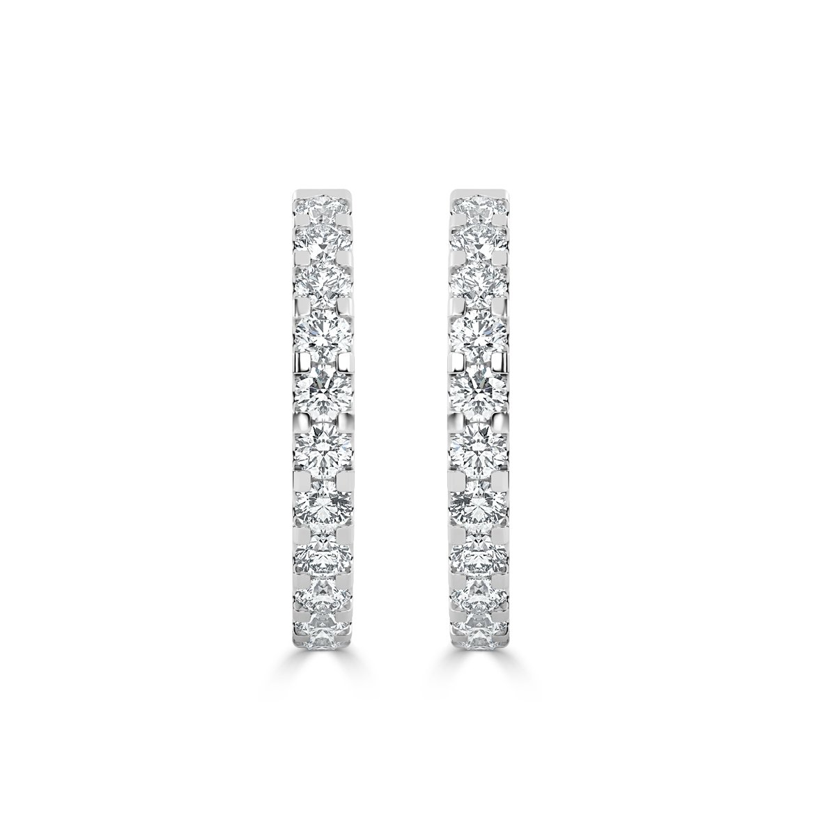 0.33 ct Round diamond Hoop  Earrings, White Gold