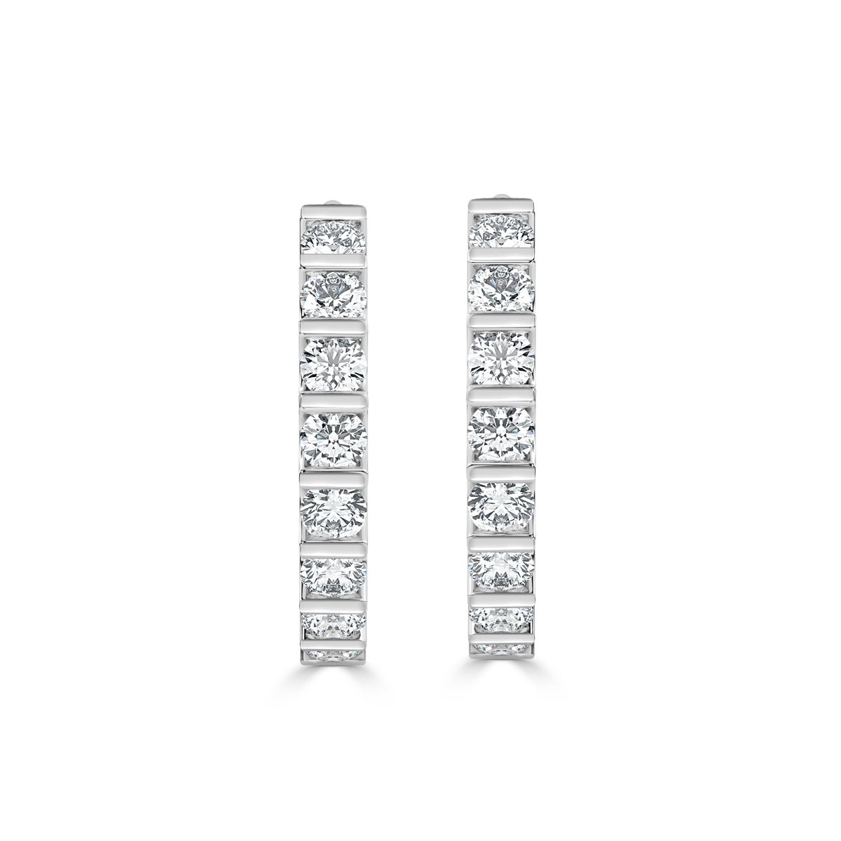 Round  Hoop Diamond Earrings