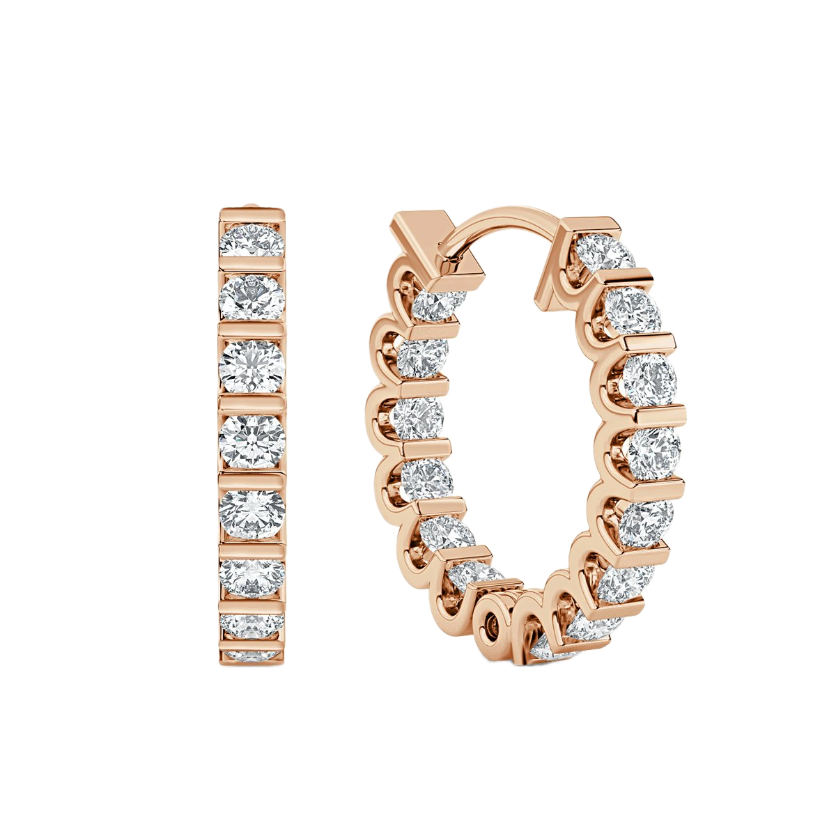 Round  Hoop Diamond Earrings