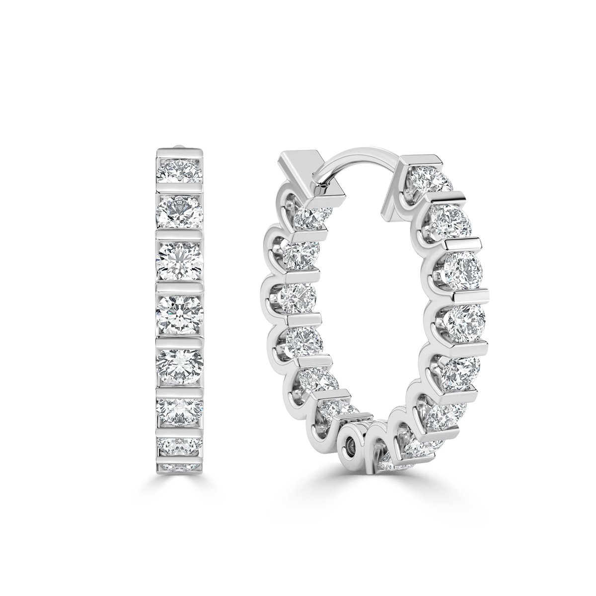 Round  Hoop Diamond Earrings