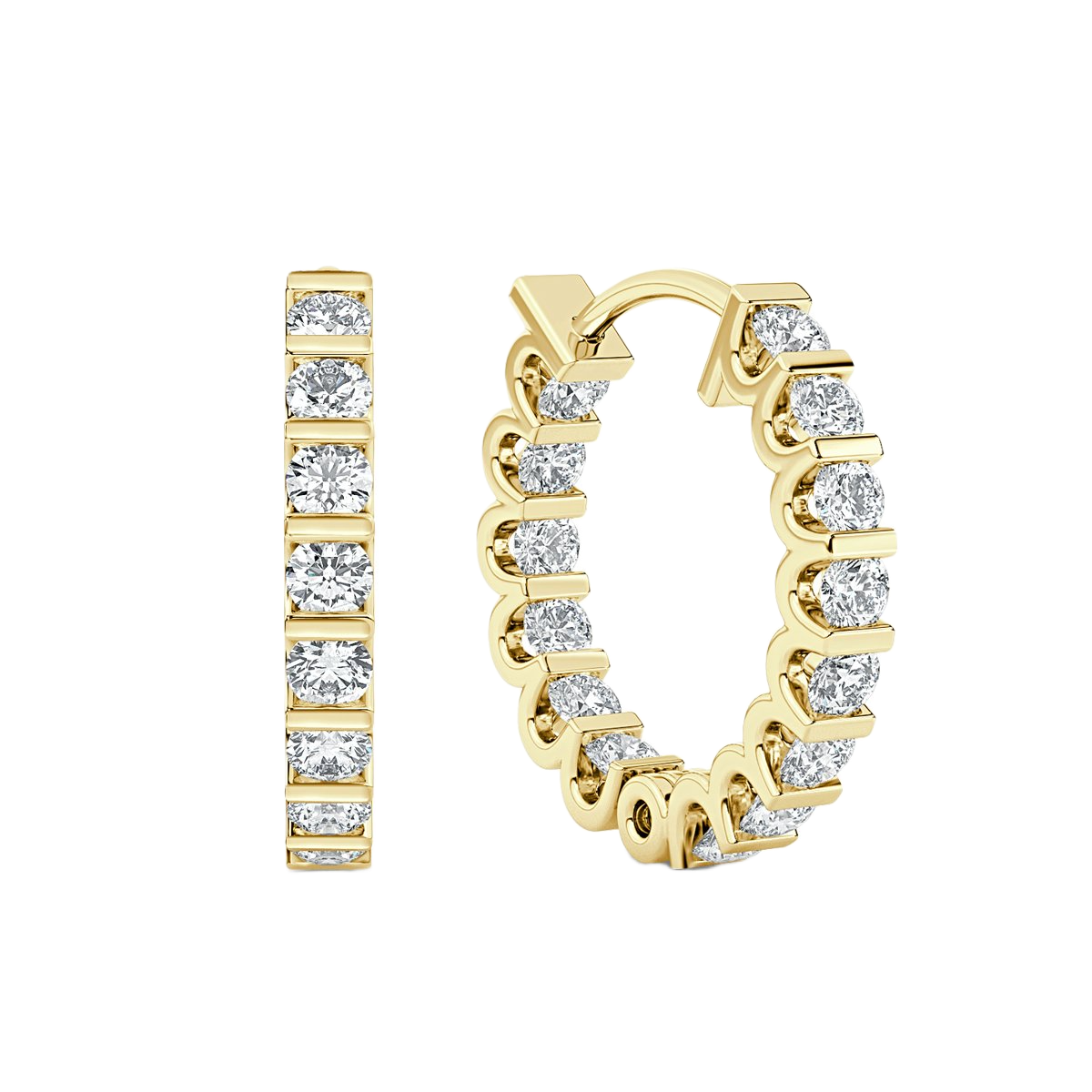 Round  Hoop Diamond Earrings