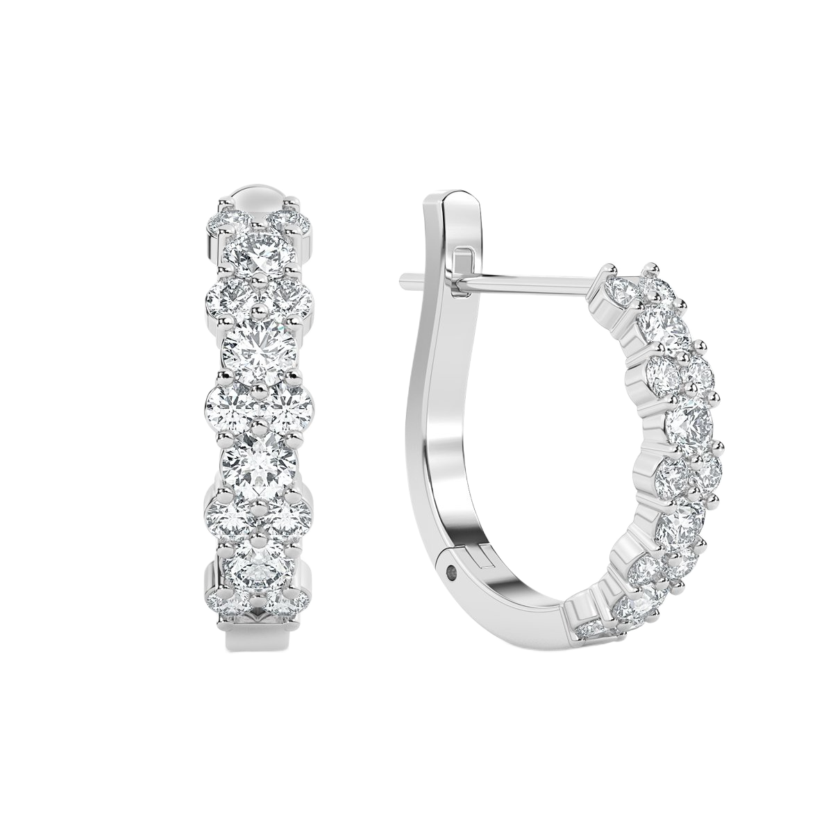 Round  Hoop Diamond Earrings