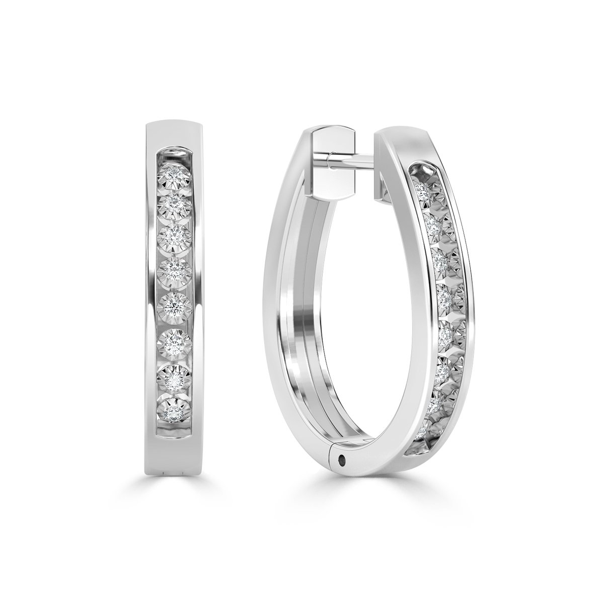 Round  Hoop Diamond Earrings