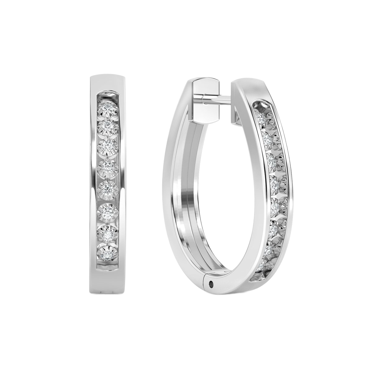 Round  Hoop Diamond Earrings