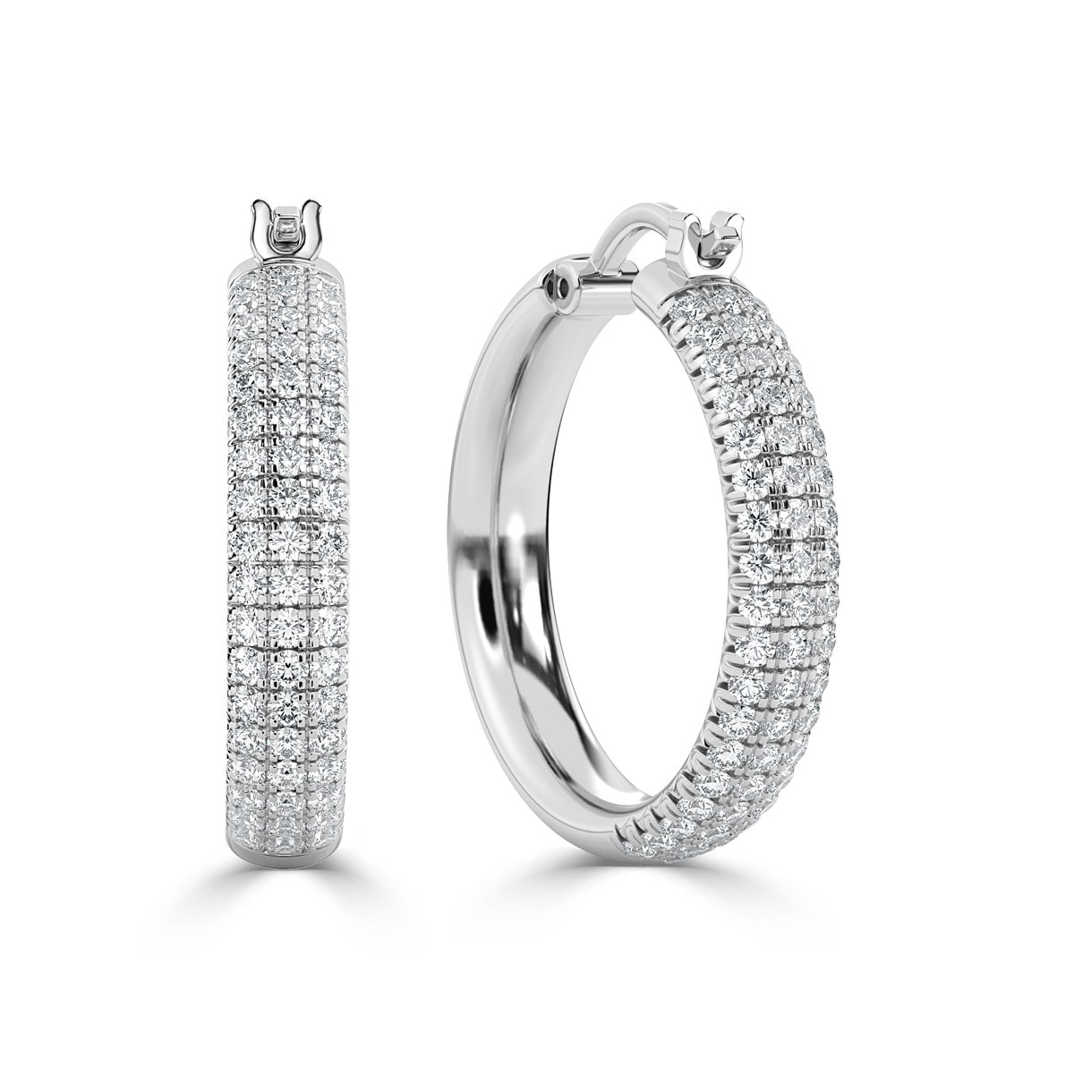 Round  Hoop Diamond Earrings