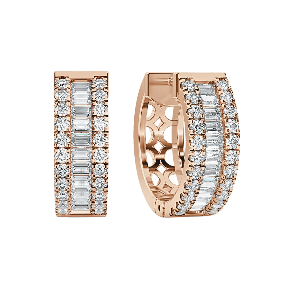 Emerald  Hoop Diamond Earrings