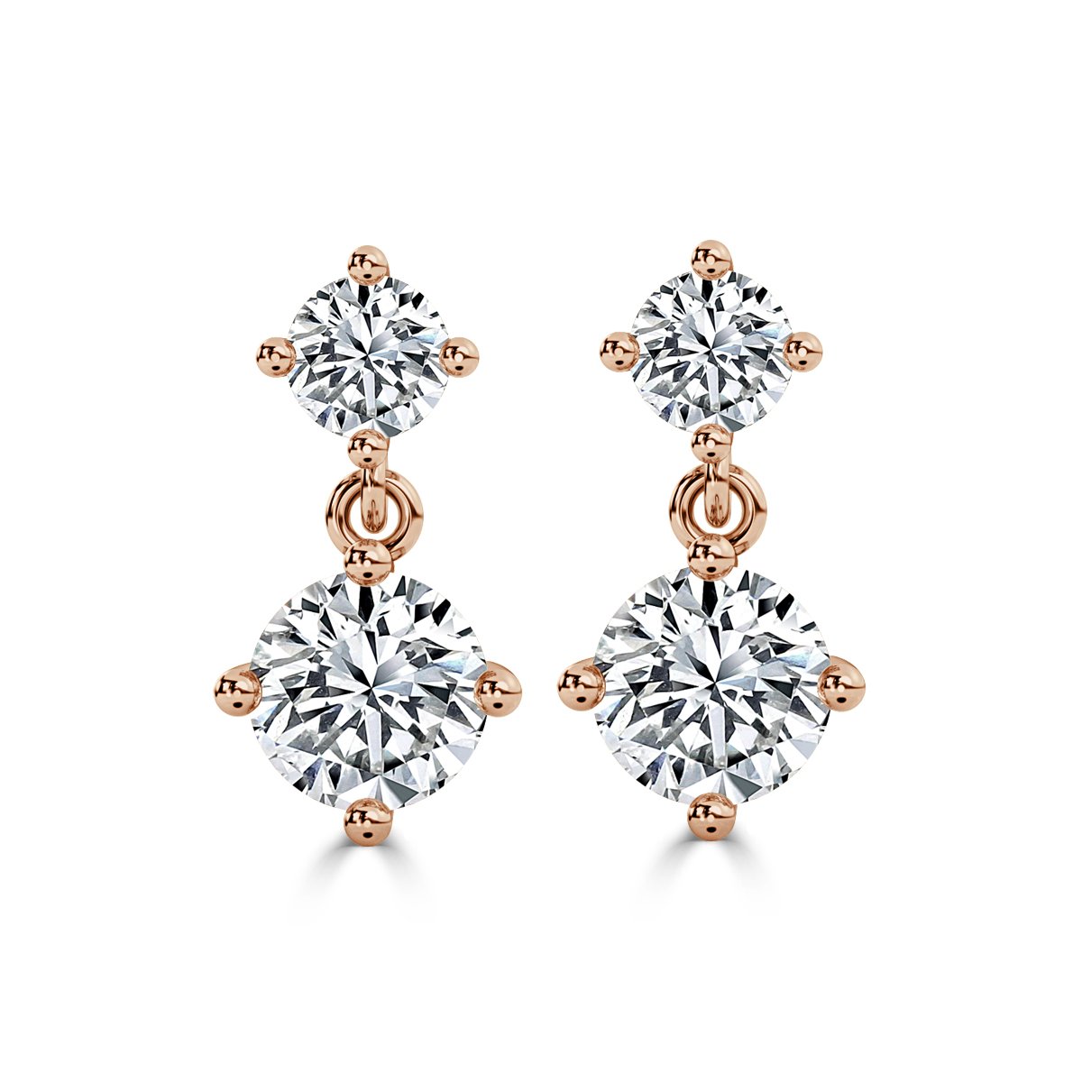 Round  Drop Diamond Earrings