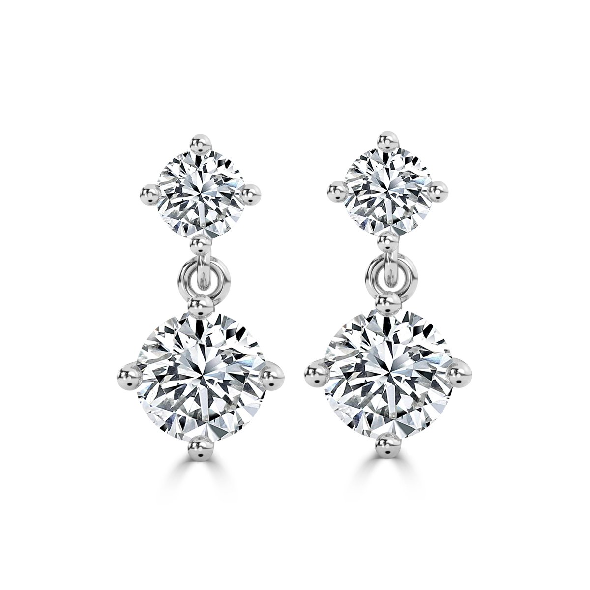 Round  Drop Diamond Earrings