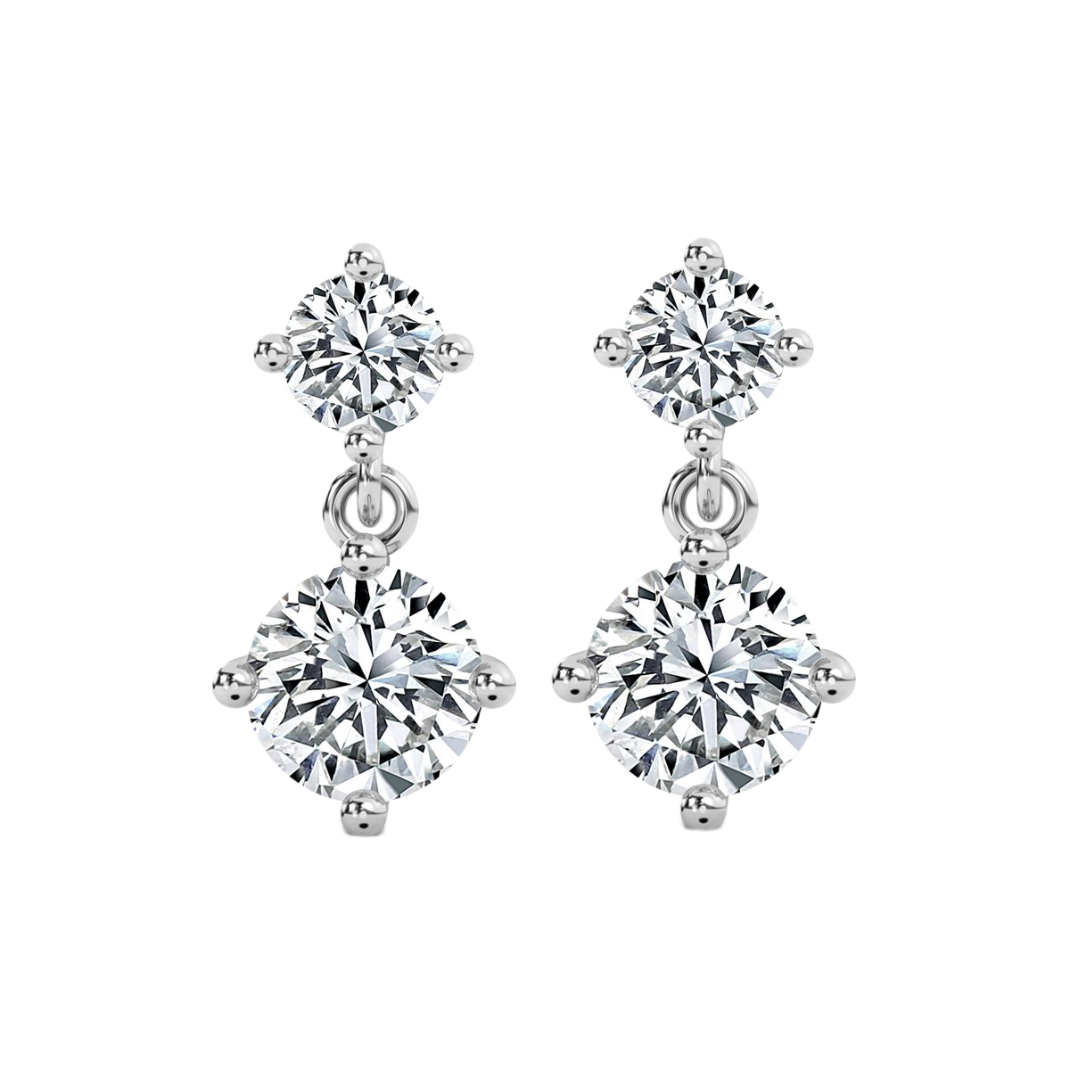 Round  Drop Diamond Earrings