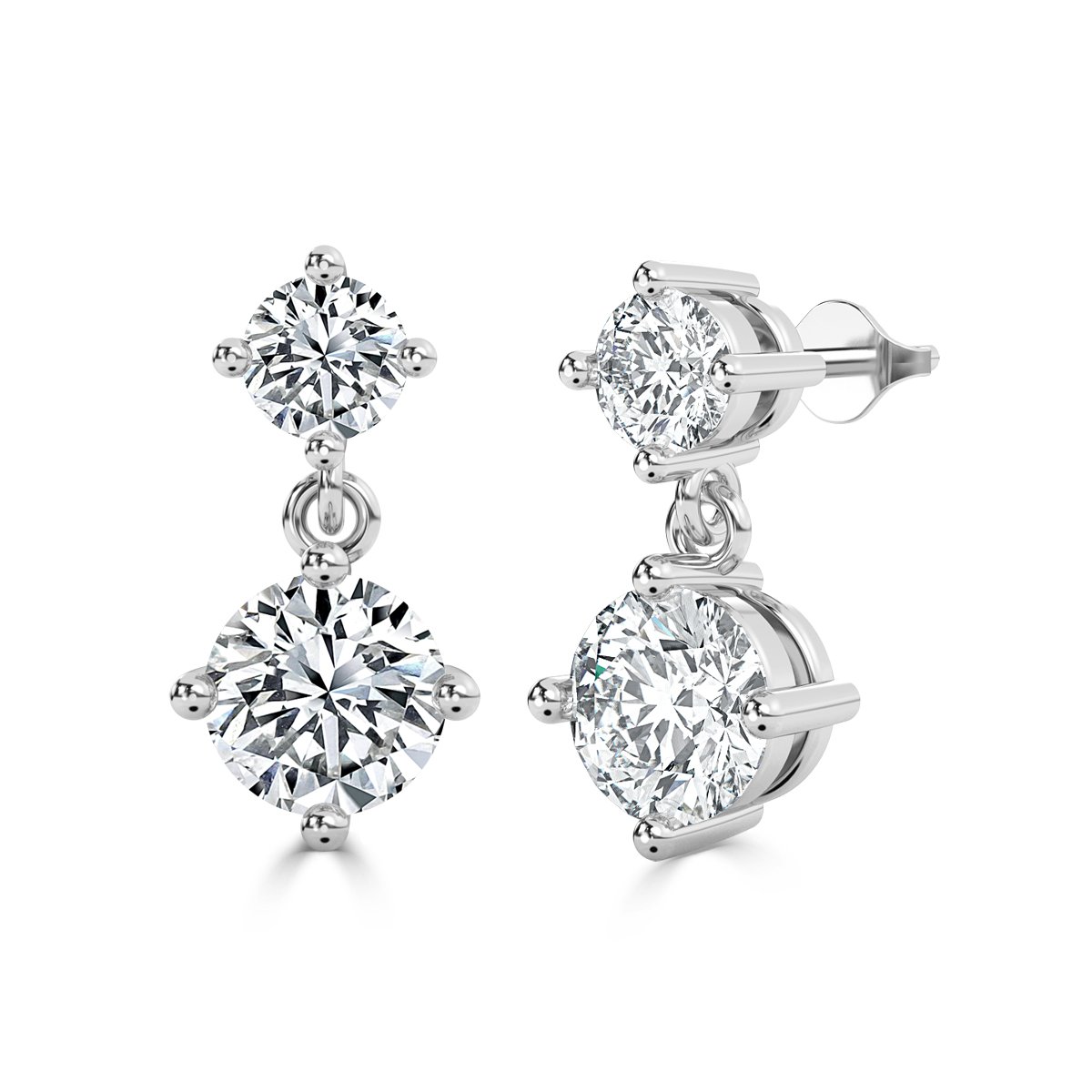 Round  Drop Diamond Earrings